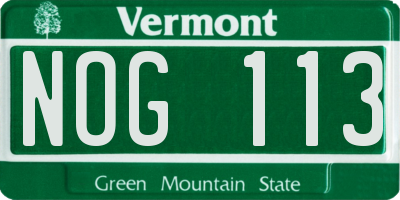 VT license plate NOG113