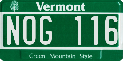 VT license plate NOG116