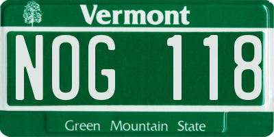 VT license plate NOG118