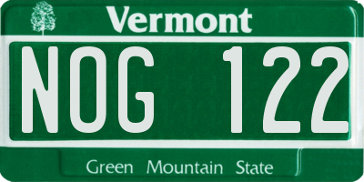 VT license plate NOG122