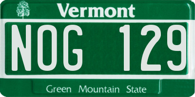 VT license plate NOG129