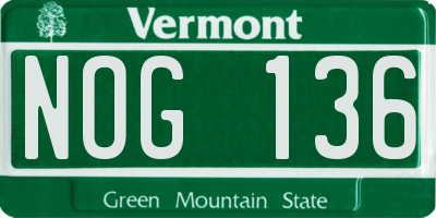 VT license plate NOG136