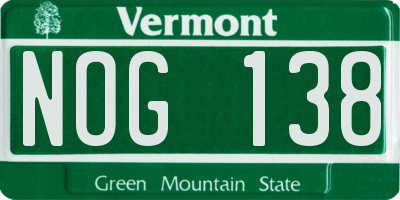 VT license plate NOG138