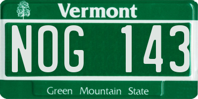 VT license plate NOG143