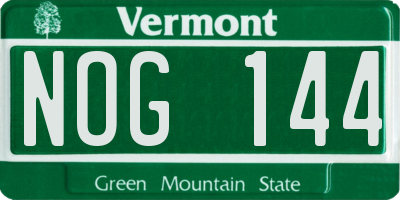 VT license plate NOG144