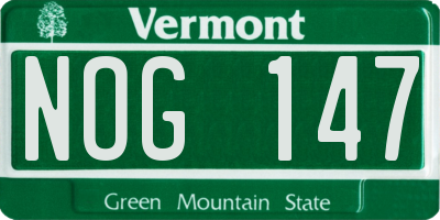 VT license plate NOG147