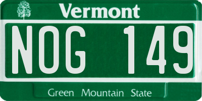 VT license plate NOG149
