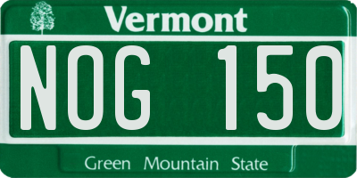 VT license plate NOG150
