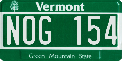VT license plate NOG154