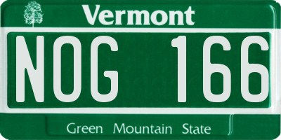 VT license plate NOG166