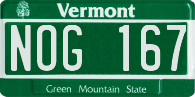 VT license plate NOG167