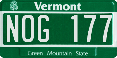 VT license plate NOG177