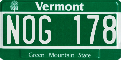 VT license plate NOG178