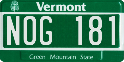 VT license plate NOG181