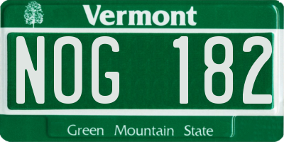 VT license plate NOG182
