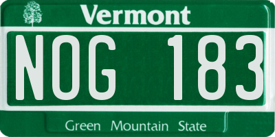 VT license plate NOG183