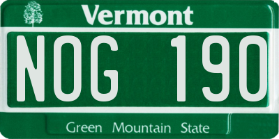 VT license plate NOG190