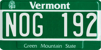 VT license plate NOG192
