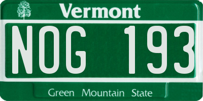 VT license plate NOG193
