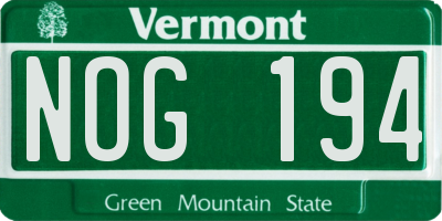 VT license plate NOG194
