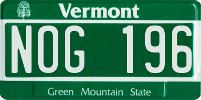 VT license plate NOG196