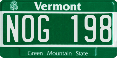 VT license plate NOG198