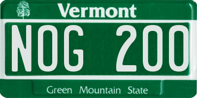 VT license plate NOG200
