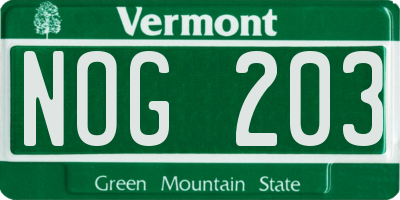 VT license plate NOG203