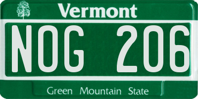 VT license plate NOG206