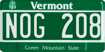 VT license plate NOG208