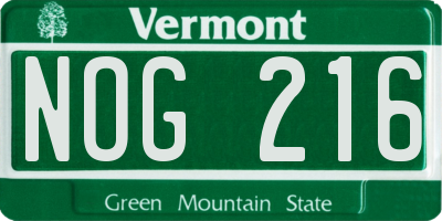 VT license plate NOG216
