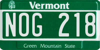 VT license plate NOG218