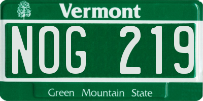 VT license plate NOG219