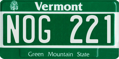 VT license plate NOG221