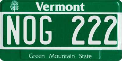 VT license plate NOG222
