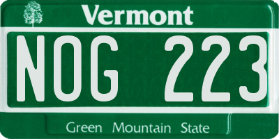 VT license plate NOG223
