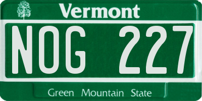 VT license plate NOG227