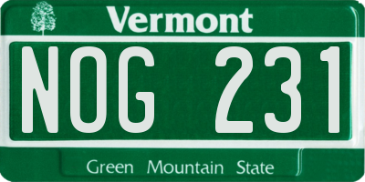 VT license plate NOG231
