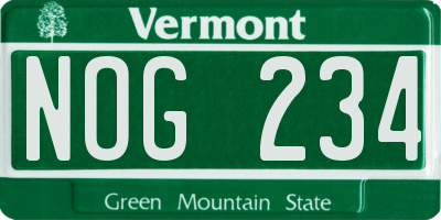 VT license plate NOG234