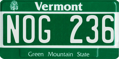VT license plate NOG236