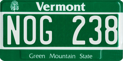 VT license plate NOG238