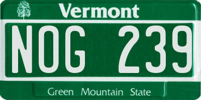 VT license plate NOG239