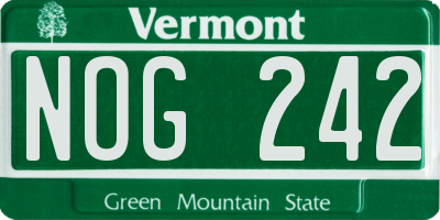 VT license plate NOG242