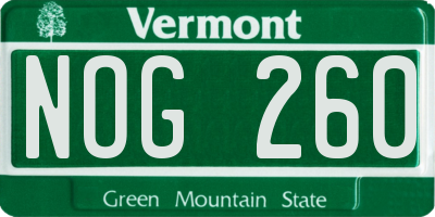 VT license plate NOG260