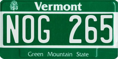 VT license plate NOG265