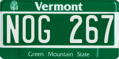 VT license plate NOG267