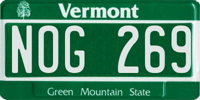 VT license plate NOG269