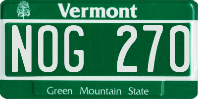 VT license plate NOG270