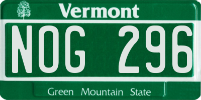 VT license plate NOG296