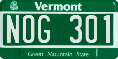 VT license plate NOG301